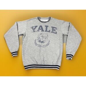 Yale University men's gray crew neck pullover‎ sweatshirt navy graphics sz. XS